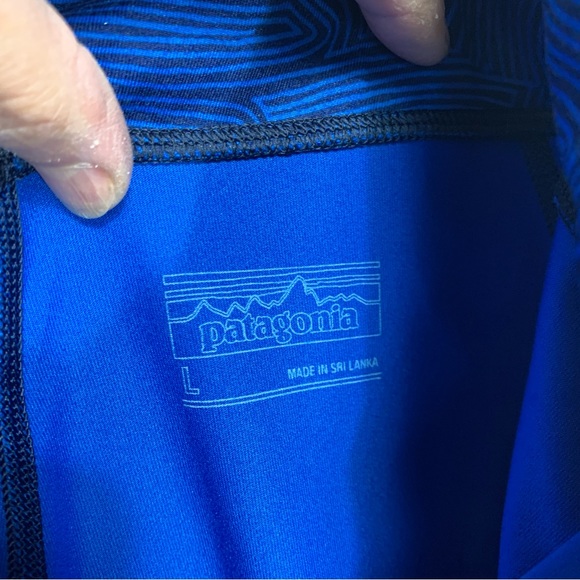 Patagonia Centered Crop Leggings Women's size Large Bayou Blue terraced Fields - Picture 4 of 6